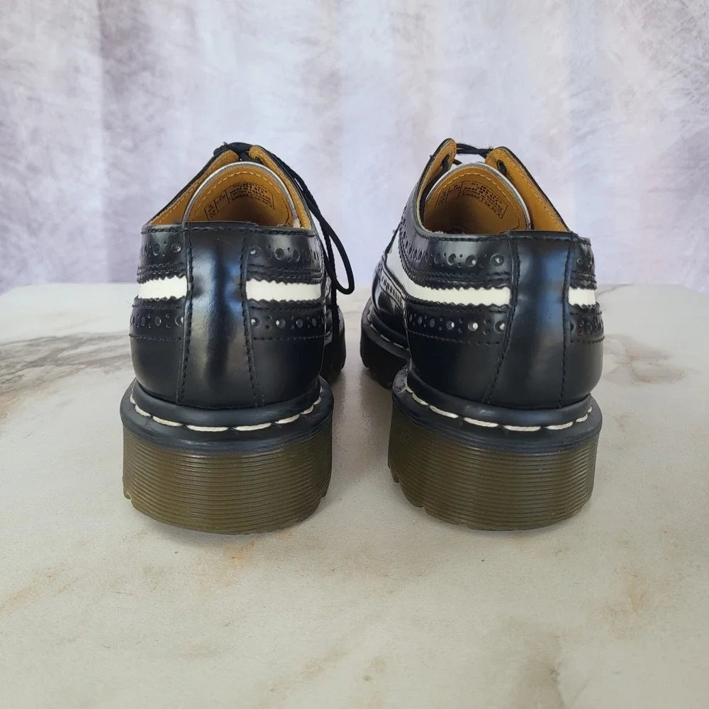 Dr. Martens 3989 Bex Long Wing Derby Two Tone Black White Size 6 Men's